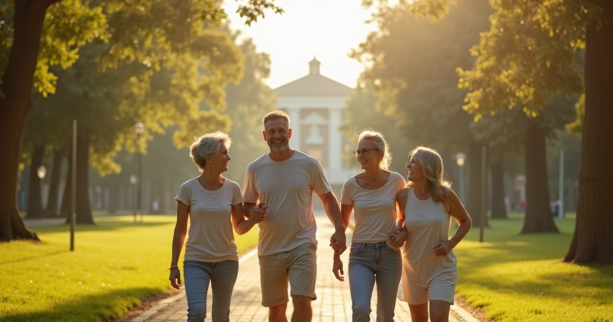 Família madura em parque de Brasília curtindo momento de bem-estar
