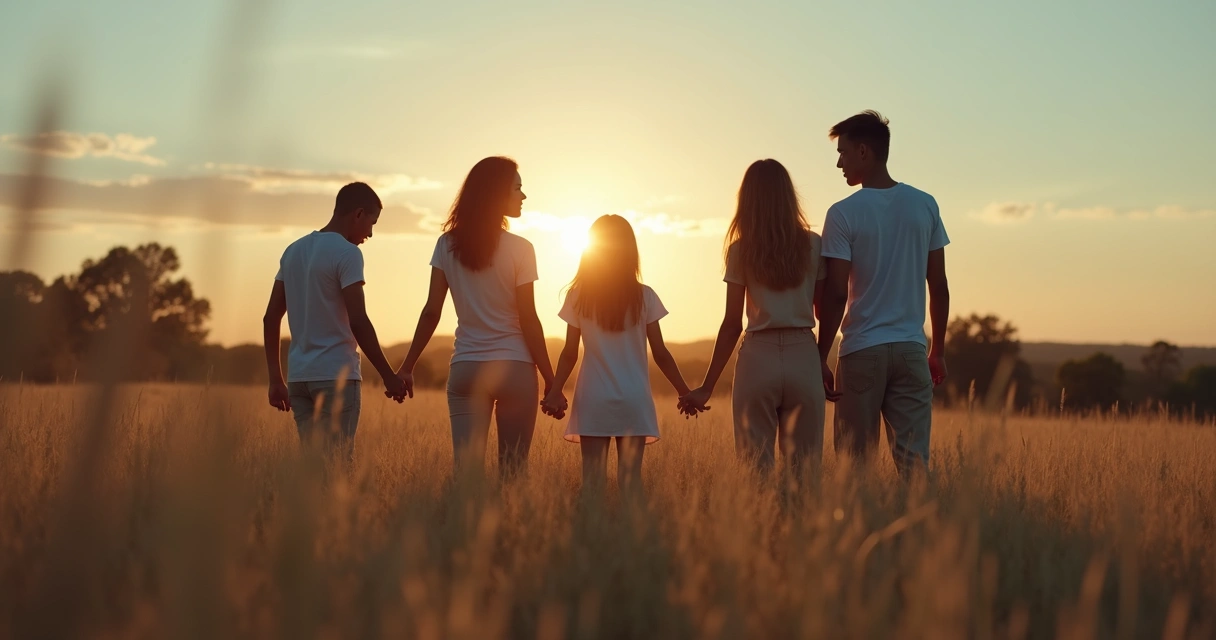 Siluetas de familia con una persona separada por distancia visual 