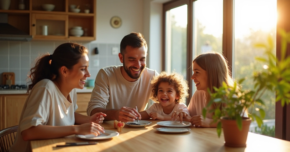 Família observando conta de luz reduzida 