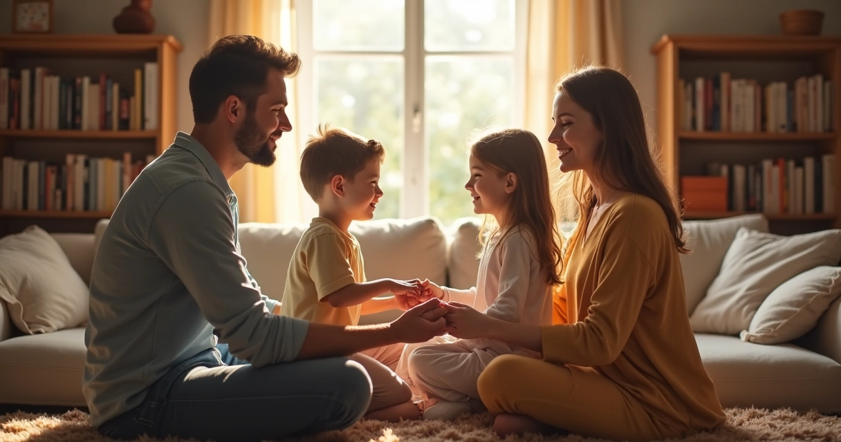 Familia unida sosteniendo manos