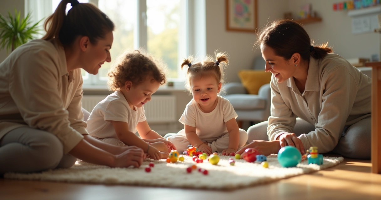 Criança brincando com terapeutas em ambiente familiar 