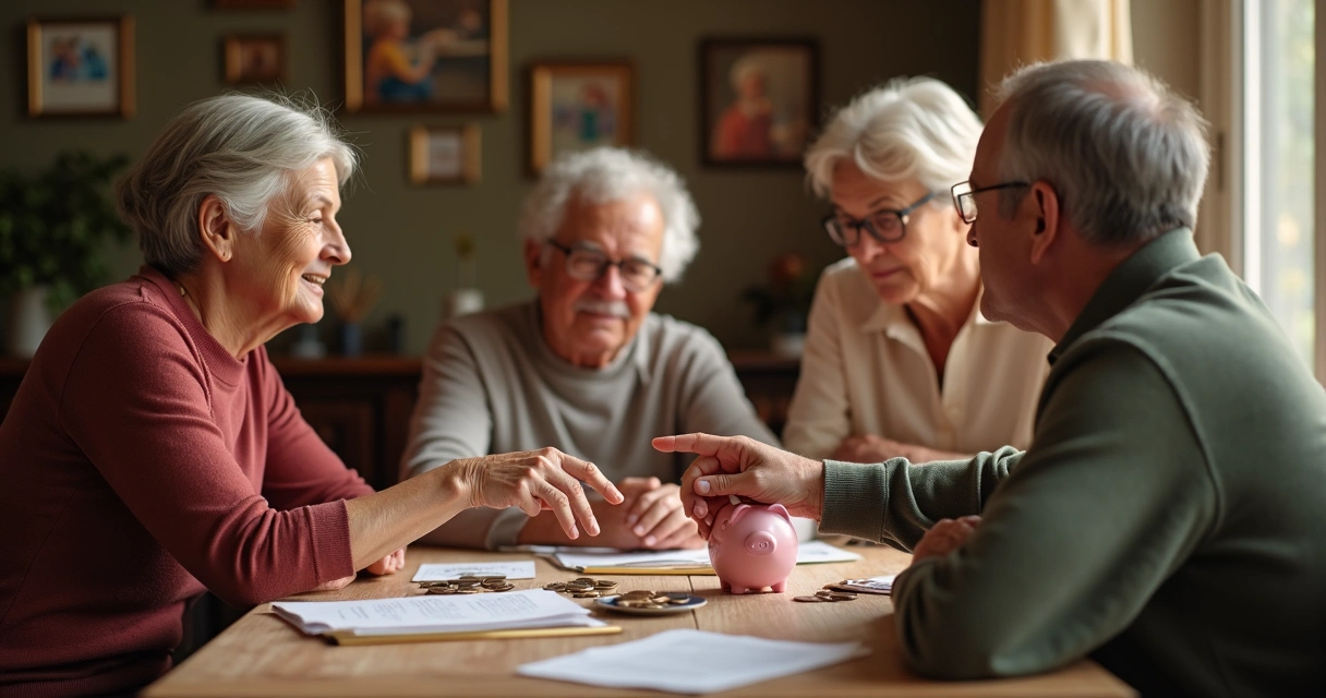 Família discutindo valores e dinheiro à mesa 