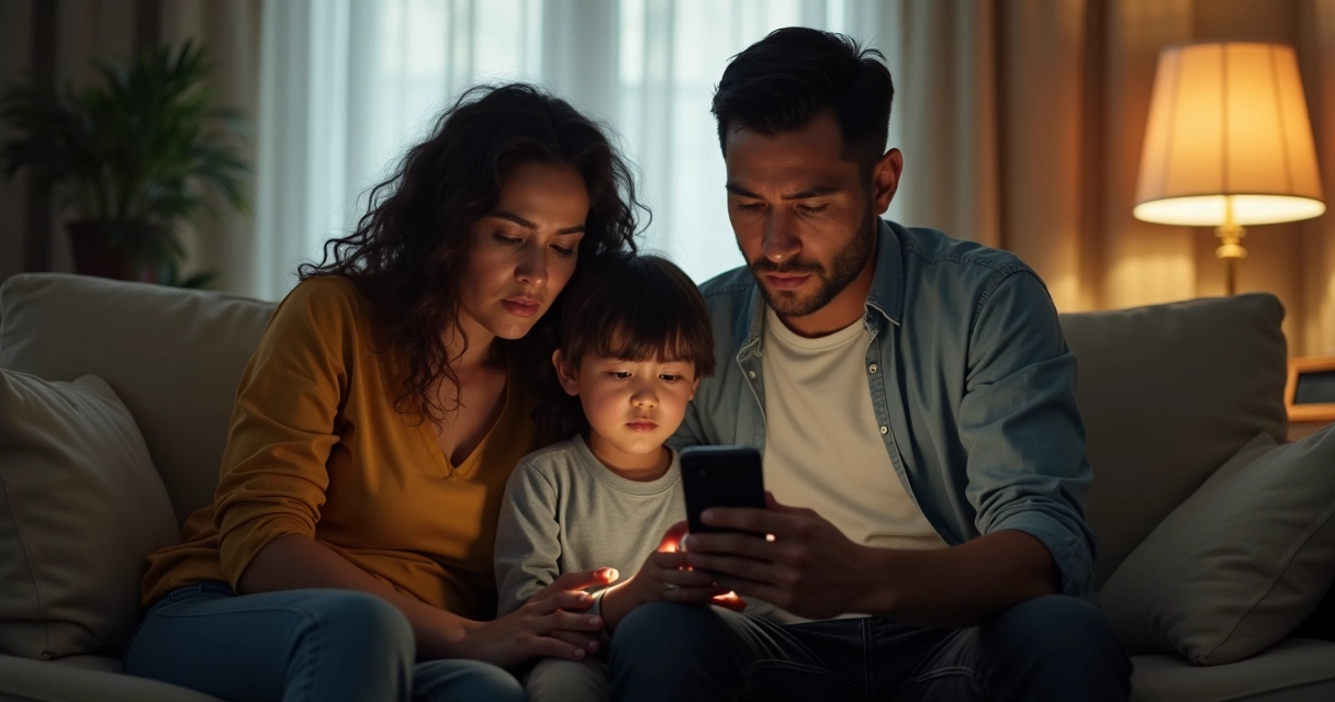 Família triste após sofrer golpe digital