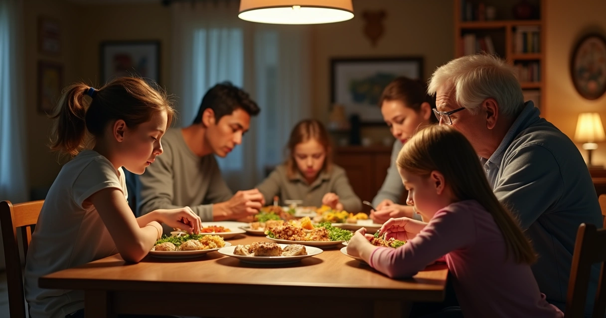 Family having dinner together at home 