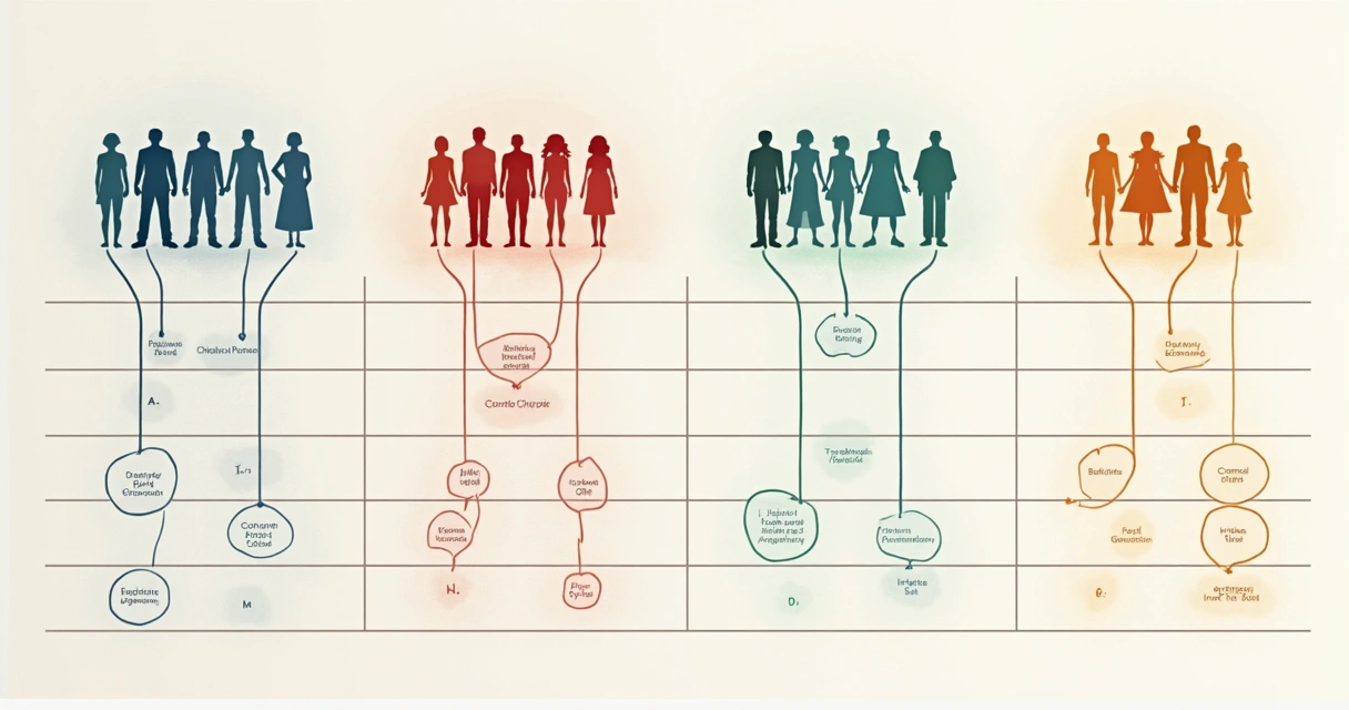 Family genogram showing emotional and relationship patterns