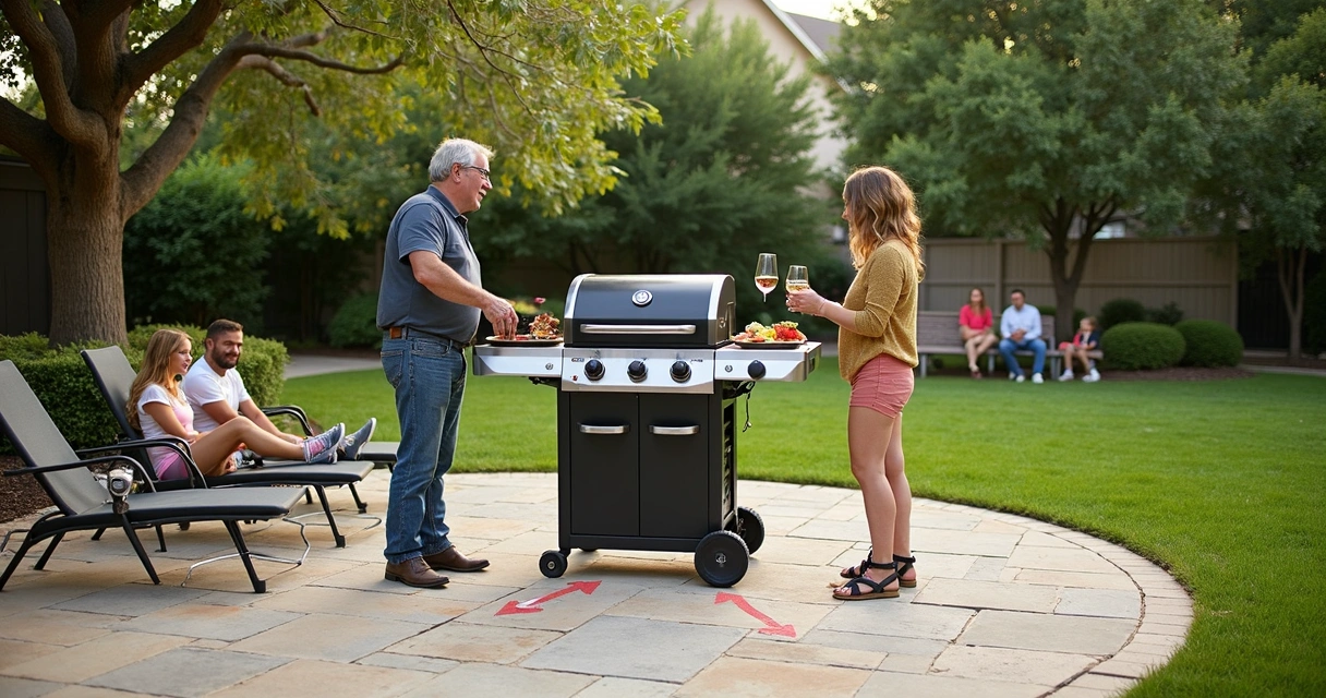 Three-foot safety zone around backyard grill