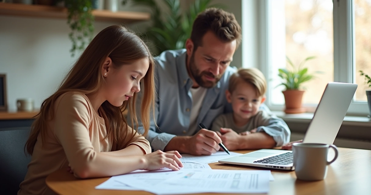 Family reviewing immigration plans at home 