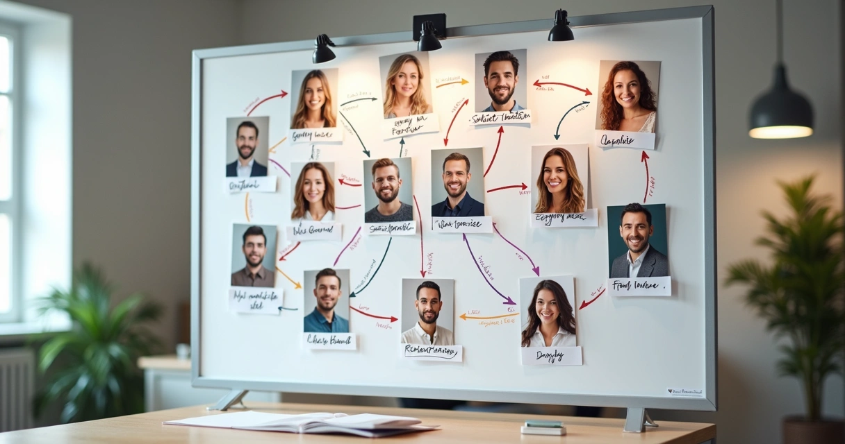 Family influence chart with lines and symbols