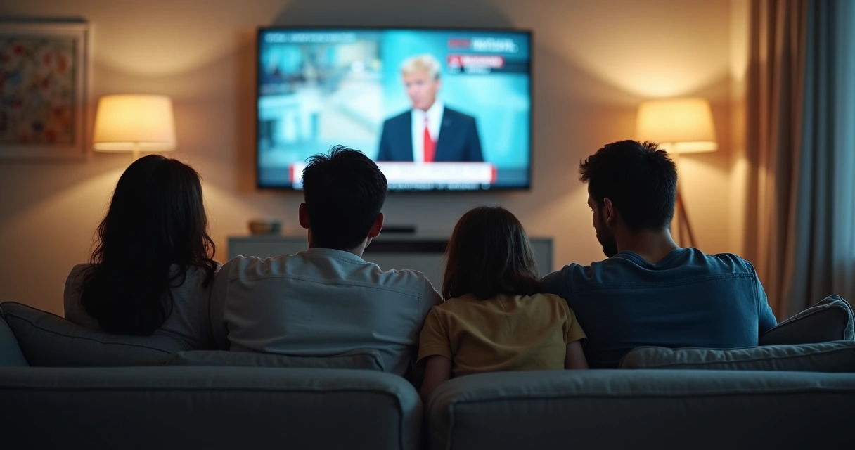 Family sitting together with anxious body language and silence