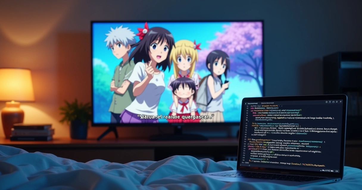 Tela de anime com legendas personalizadas em português 