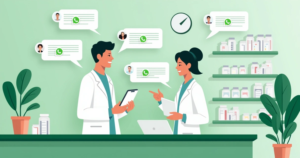 Farmacêutico respondendo mensagens de clientes no WhatsApp 