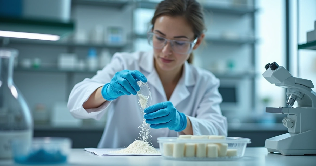 Farmacêutico preparando medicamento veterinário em laboratório moderno 