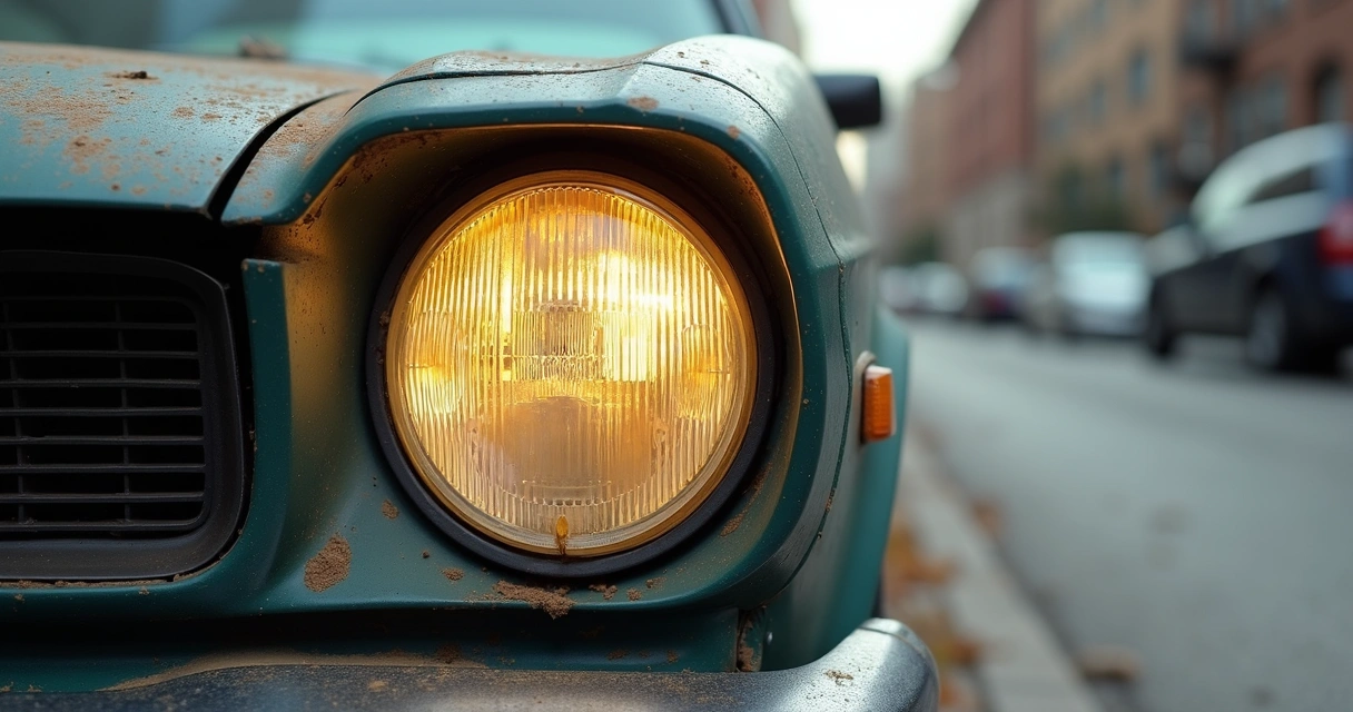 Farol automotivo opaco antes da recuperação 
