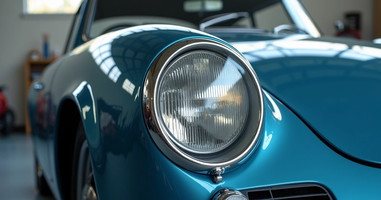 Farol de carro totalmente recuperado e brilhante 