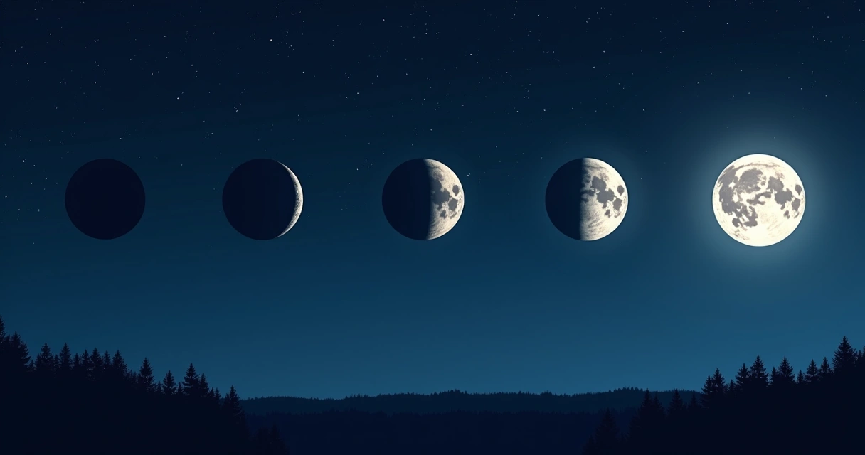 As principais fases da Lua no céu noturno