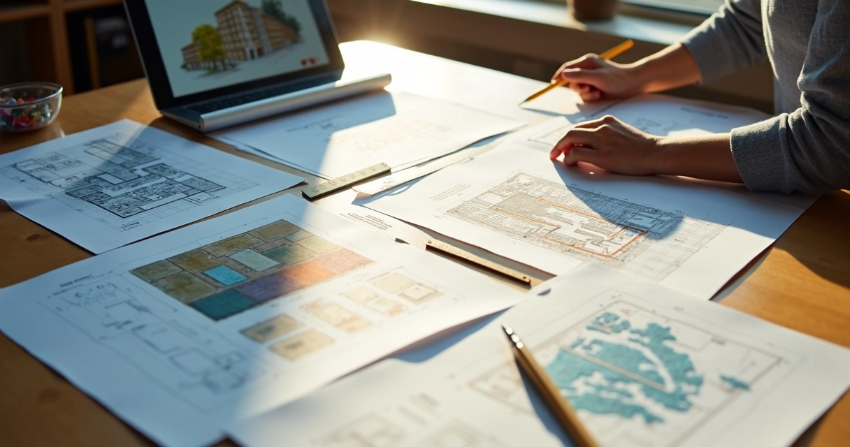 Representação visual das etapas de um projeto de arquitetura 