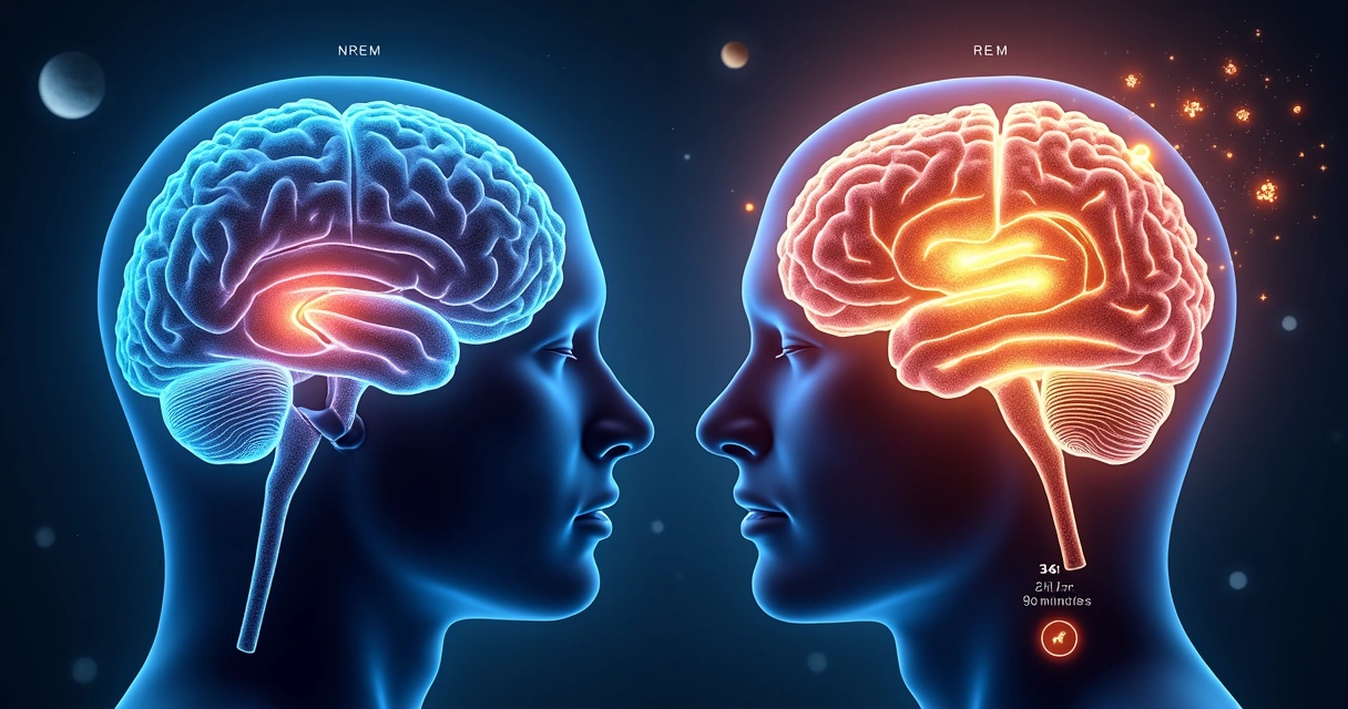Ciclos de sono REM e não-REM no cérebro humano 