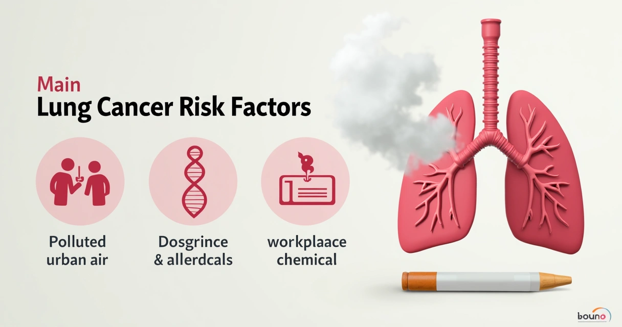 Gráfico mostrando diferentes fatores de risco do câncer pulmonar 