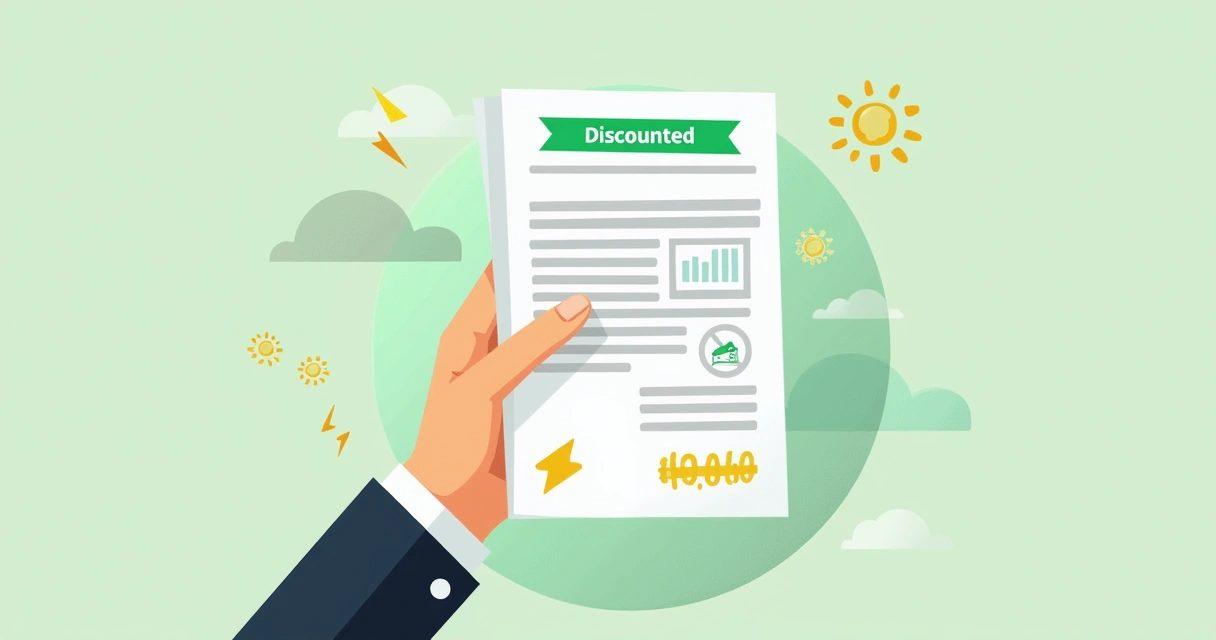 Fatura de energia elétrica com destaque para desconto solar 