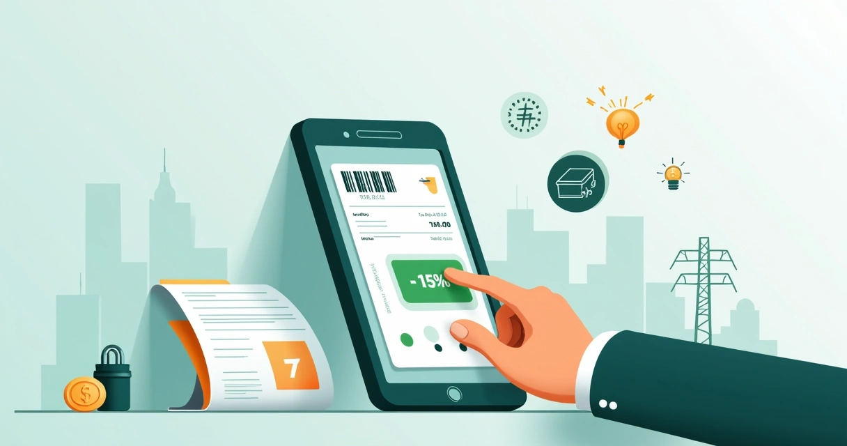 Pessoa olhando segunda via da fatura Copel com destaque de desconto na tela do celular 