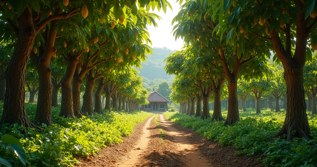 Fazenda de cacau com arvores e trilhas em Ilhéus, Bahia 