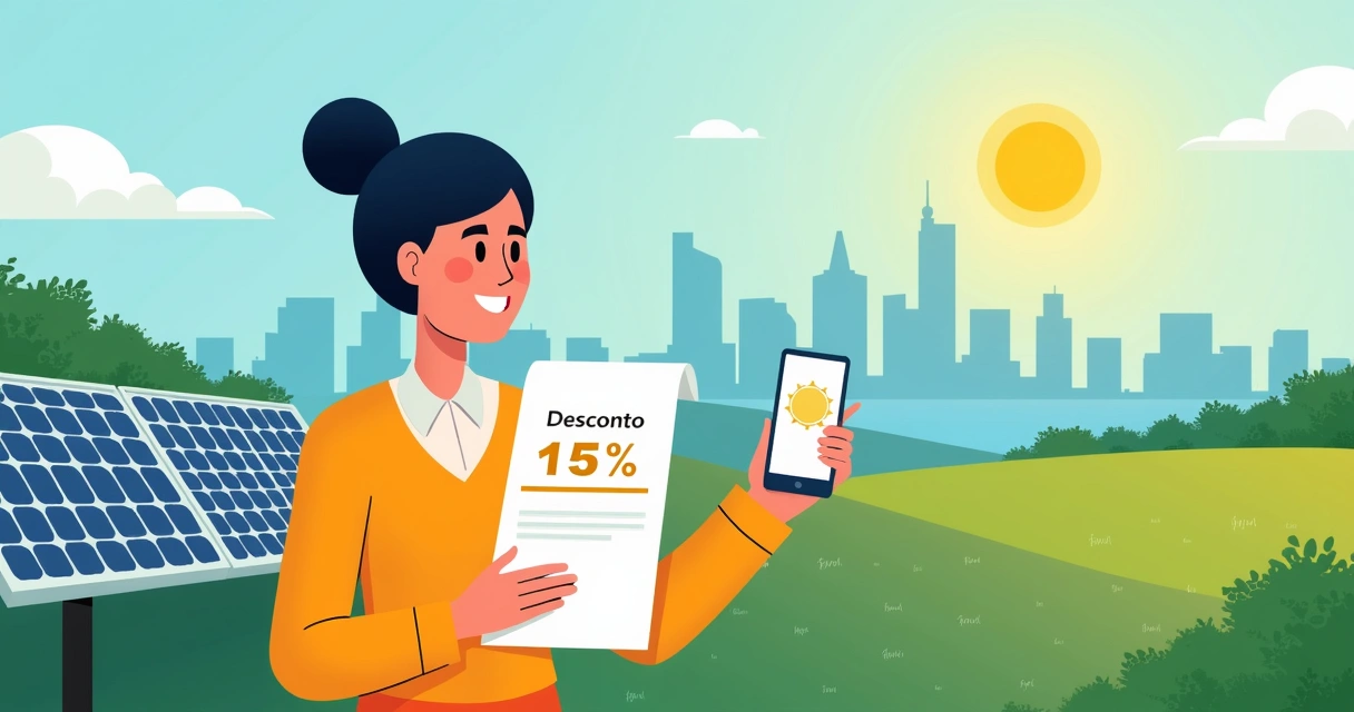 Pessoa feliz recebendo economia na conta de luz com energia solar virtual