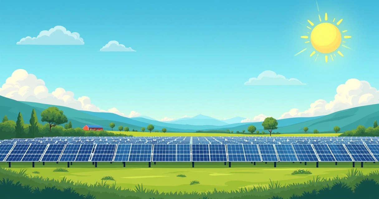 Fazenda solar no Paraná com painéis fotovoltaicos e céu azul 