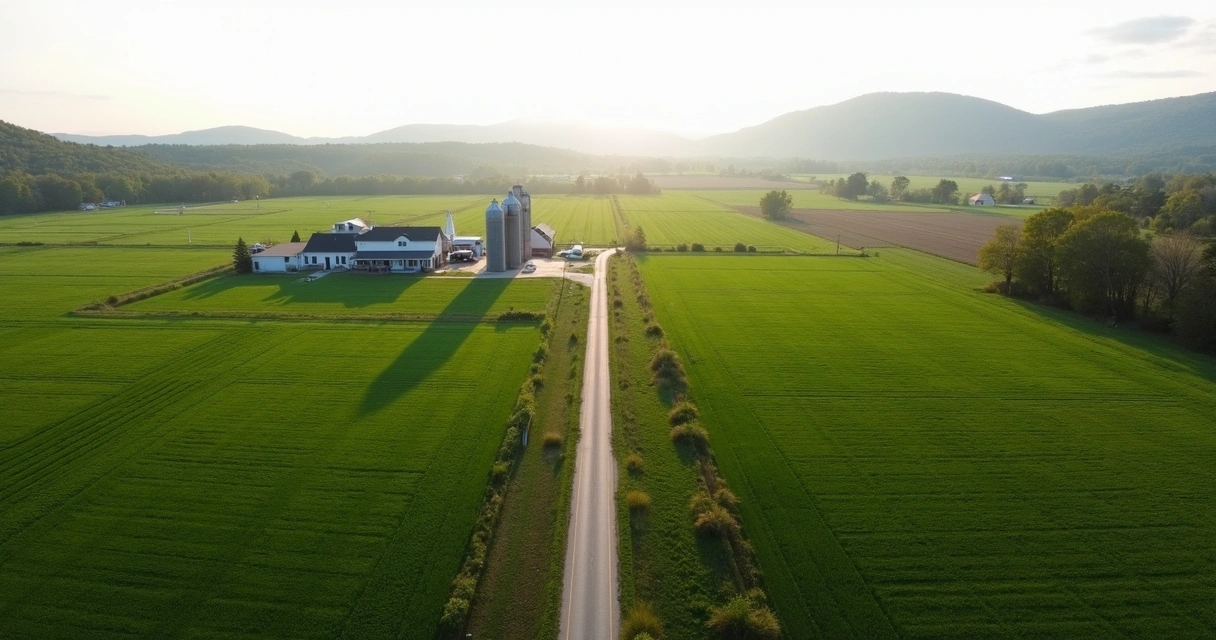 Vista aérea de fazenda de terras agrícolas 