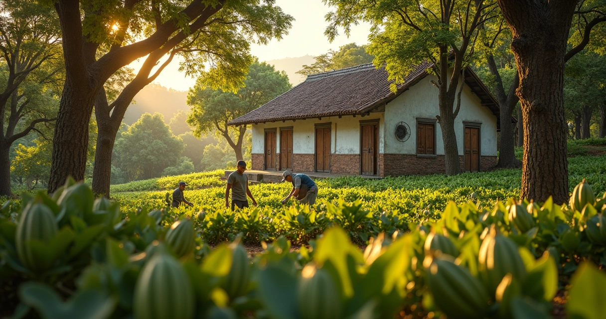 Colheita de cacau em fazenda tradicional de Ilhéus 