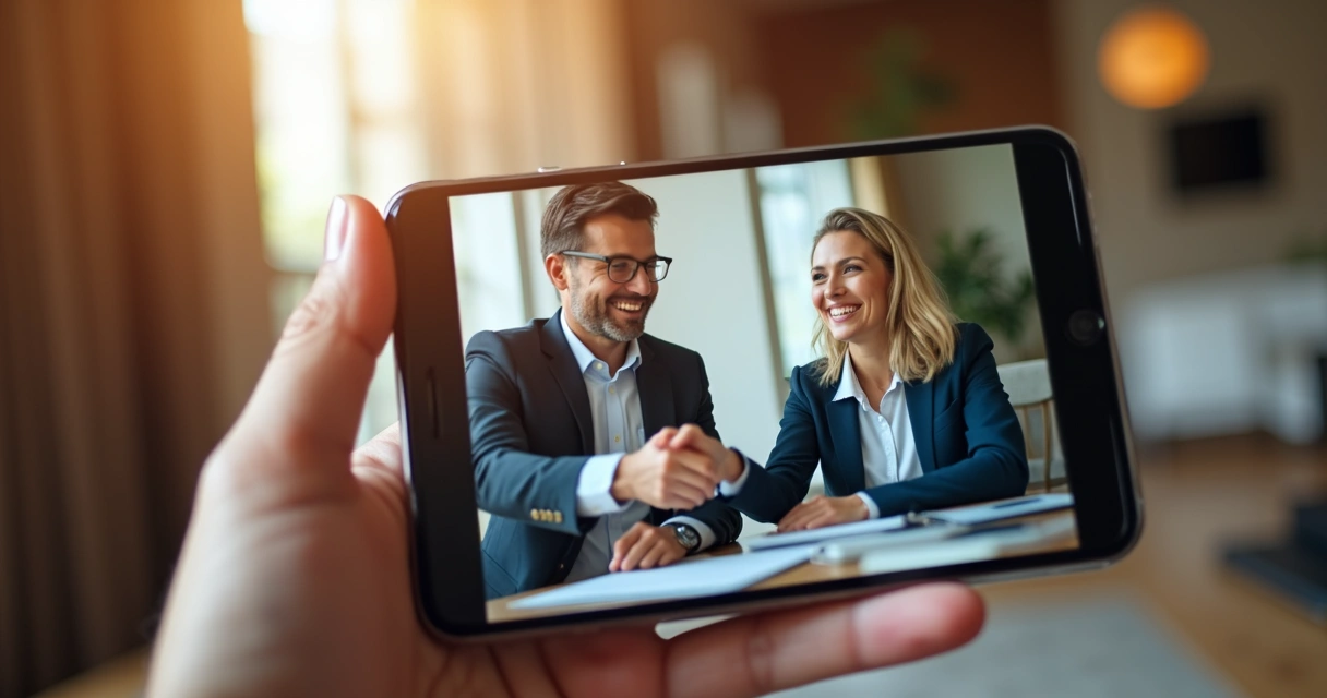 Aperto de mão virtual por chamada de telefone 