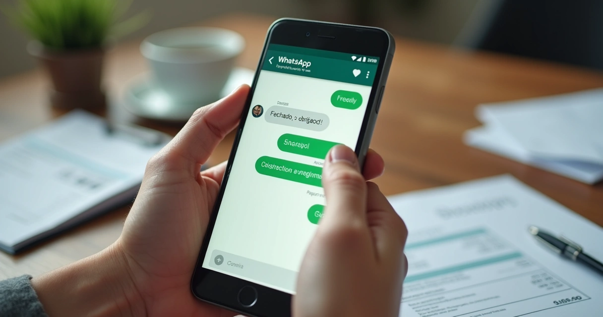 Cliente confirmando compra pelo WhatsApp no celular 