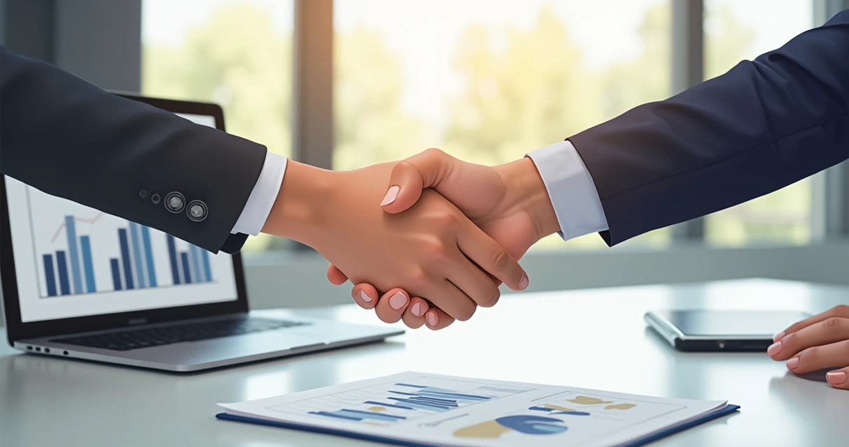 Aperto de mãos simbolizando fechamento de venda 