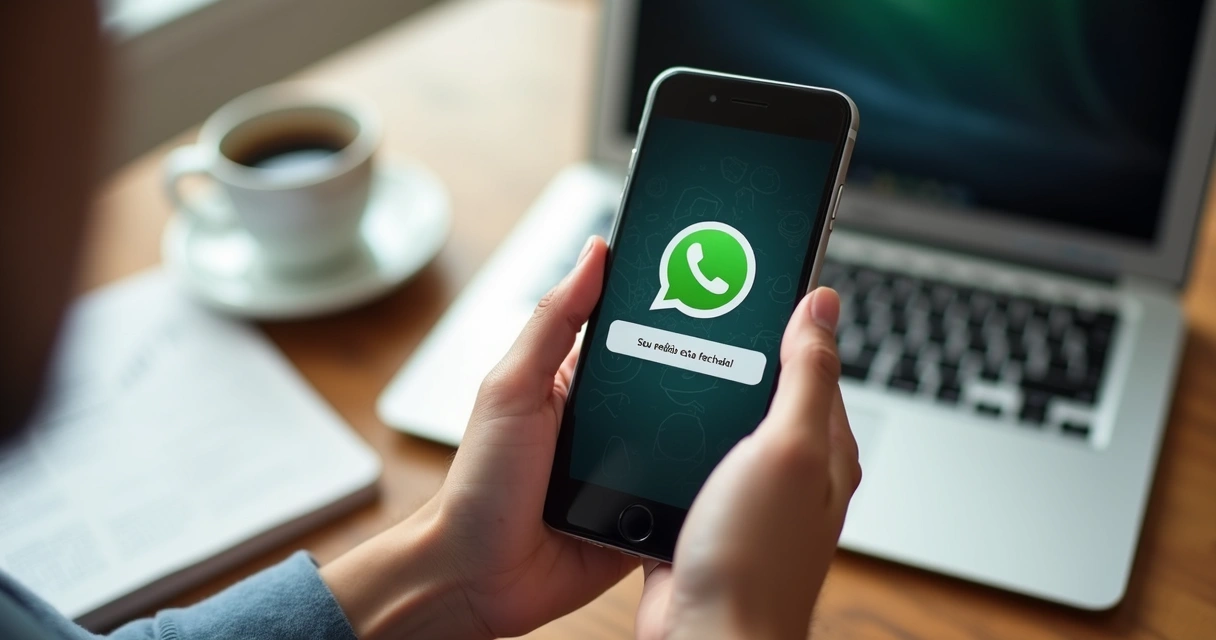 Pessoa fechando venda pelo WhatsApp no celular, tela mostrando mensagem de confirmação 