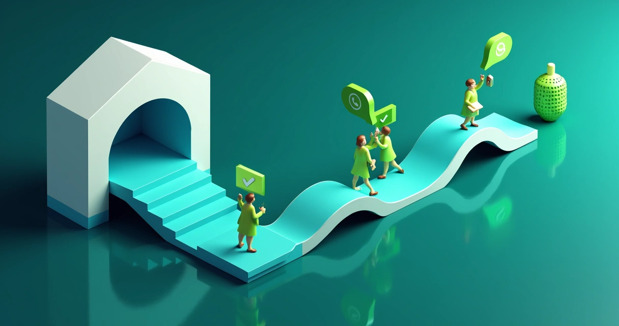 Representação de funil de vendas automatizado no WhatsApp mostrando conversão de leads em vendas 