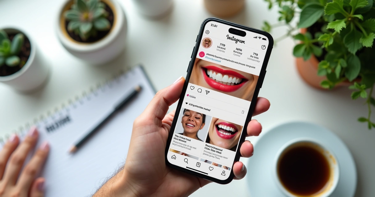 Feed do Instagram de clínica odontológica com posts visualmente atrativos 