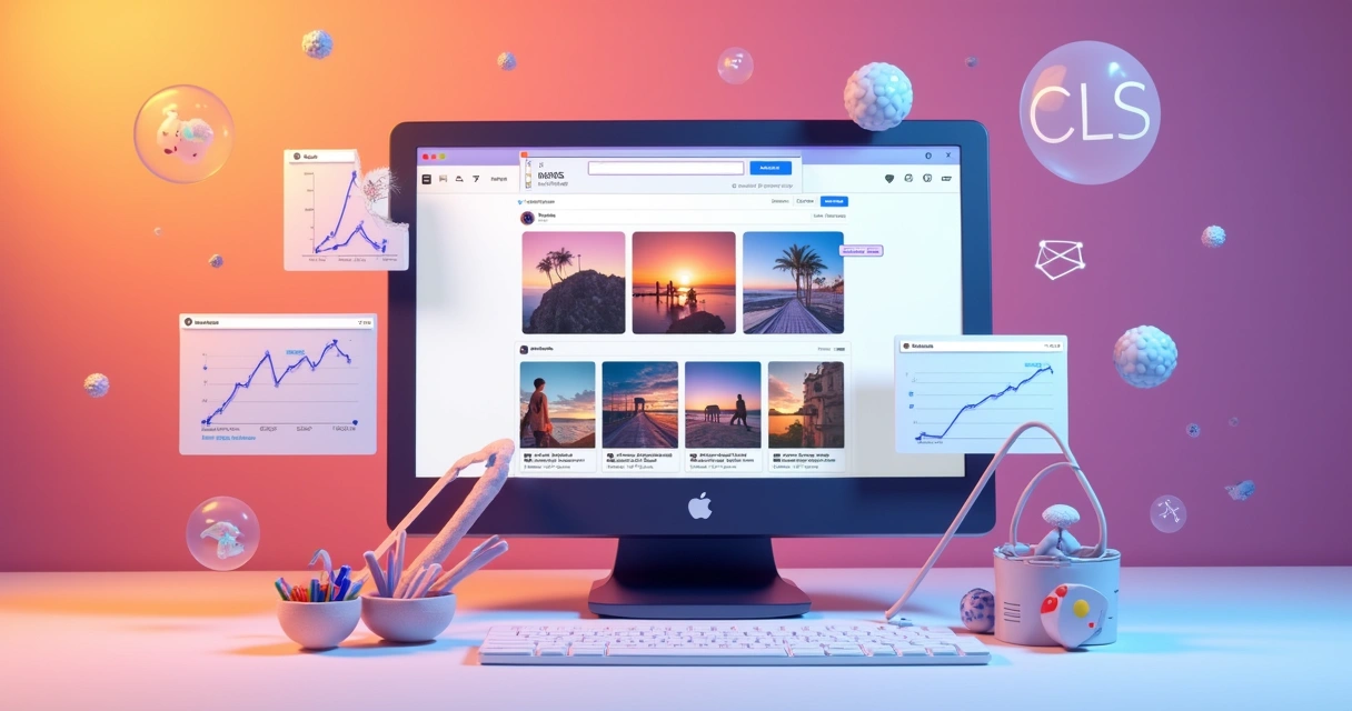 Tela de site WordPress exibindo feed do Instagram e indicadores de performance 
