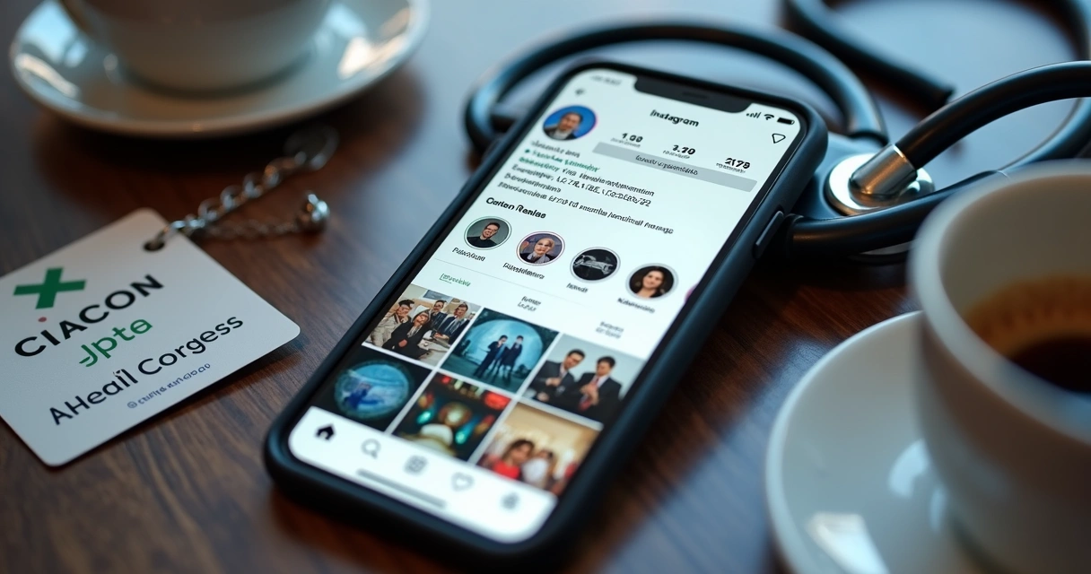 Perfil de médico no Instagram com publicações de evento 