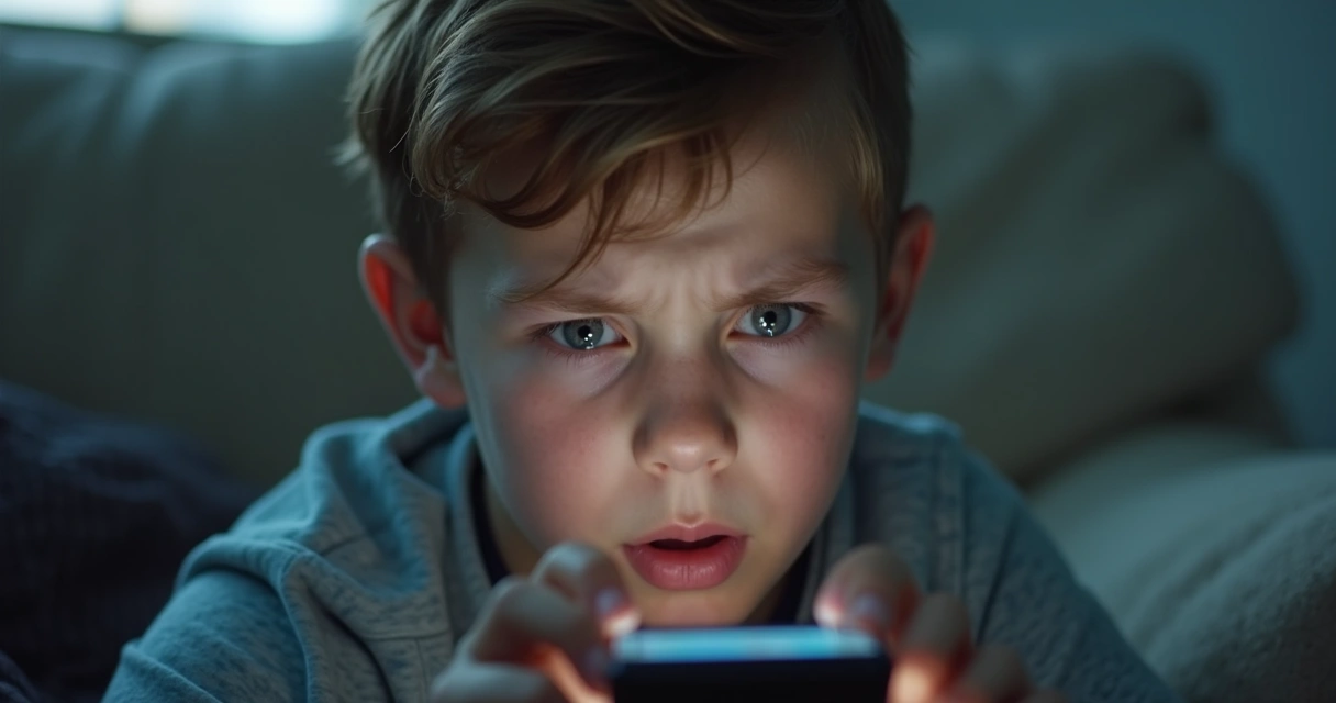 Jovem rolando feed nas redes sociais com expressão ansiosa