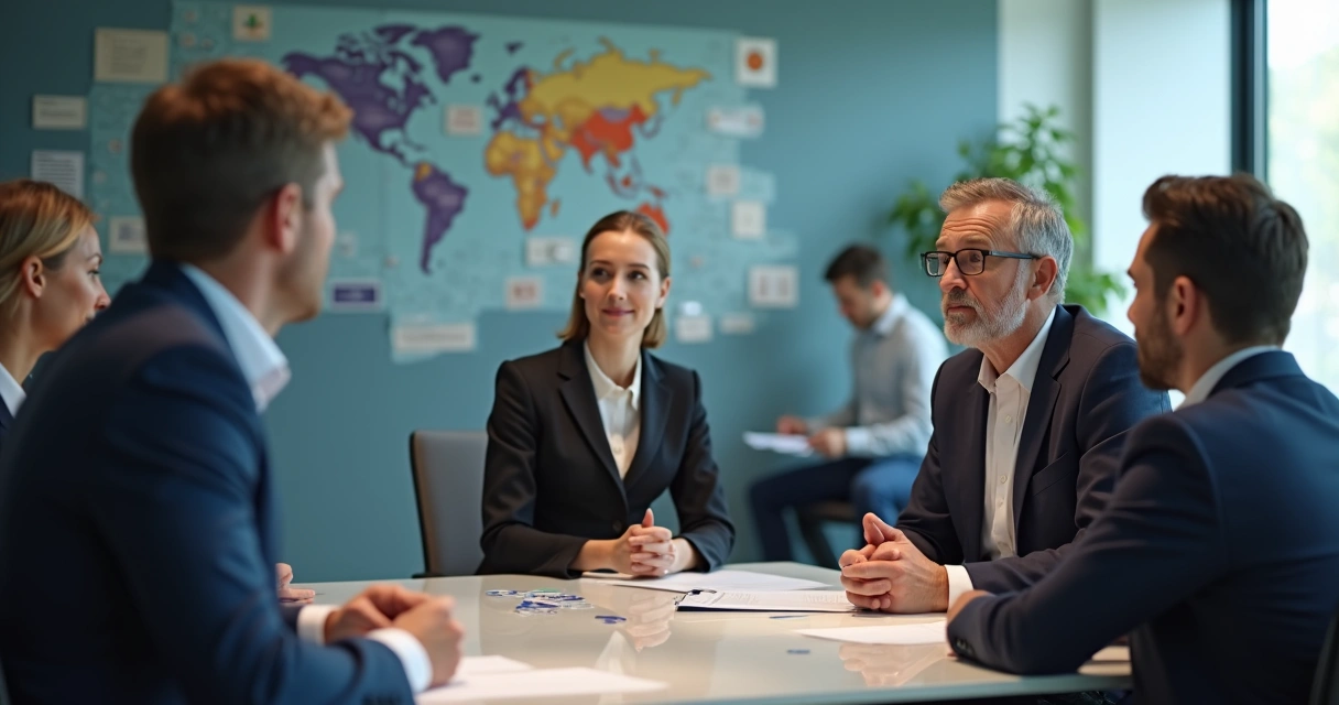 Gestor dando feedback construtivo em reunião individual no escritório. 