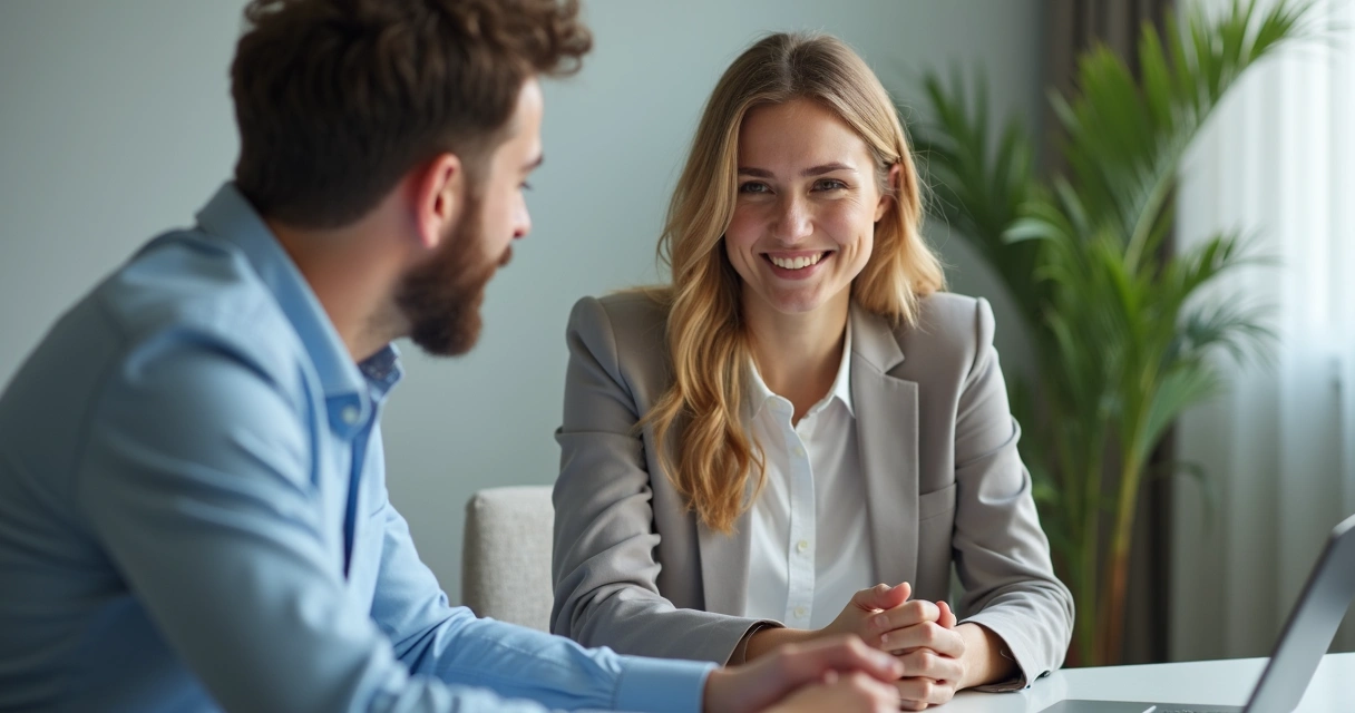 Líder conversando com colaborador em ambiente profissional, ambos demonstrando empatia 