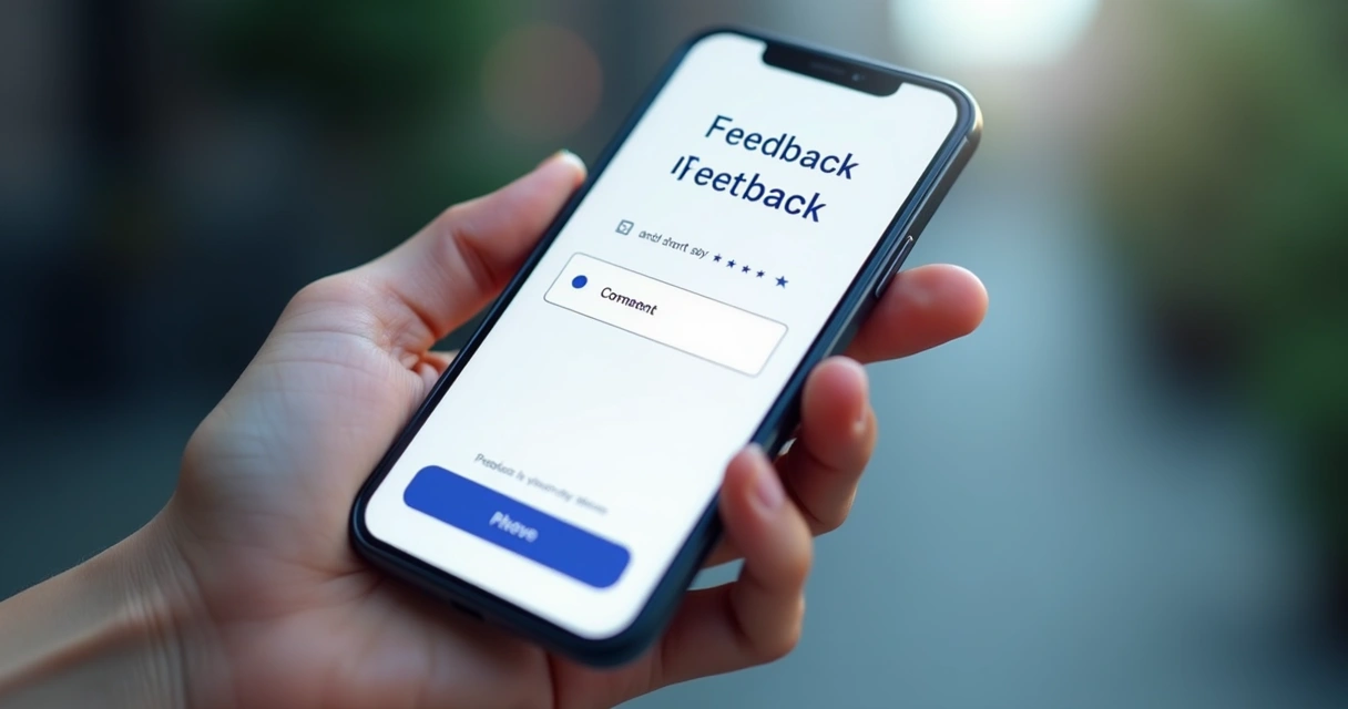 Tela de aplicativo mostrando pergunta de feedback simples 