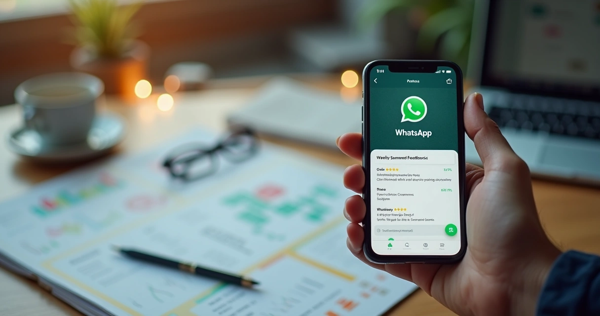 Resumo automático de feedbacks exibido no WhatsApp no smartphone 