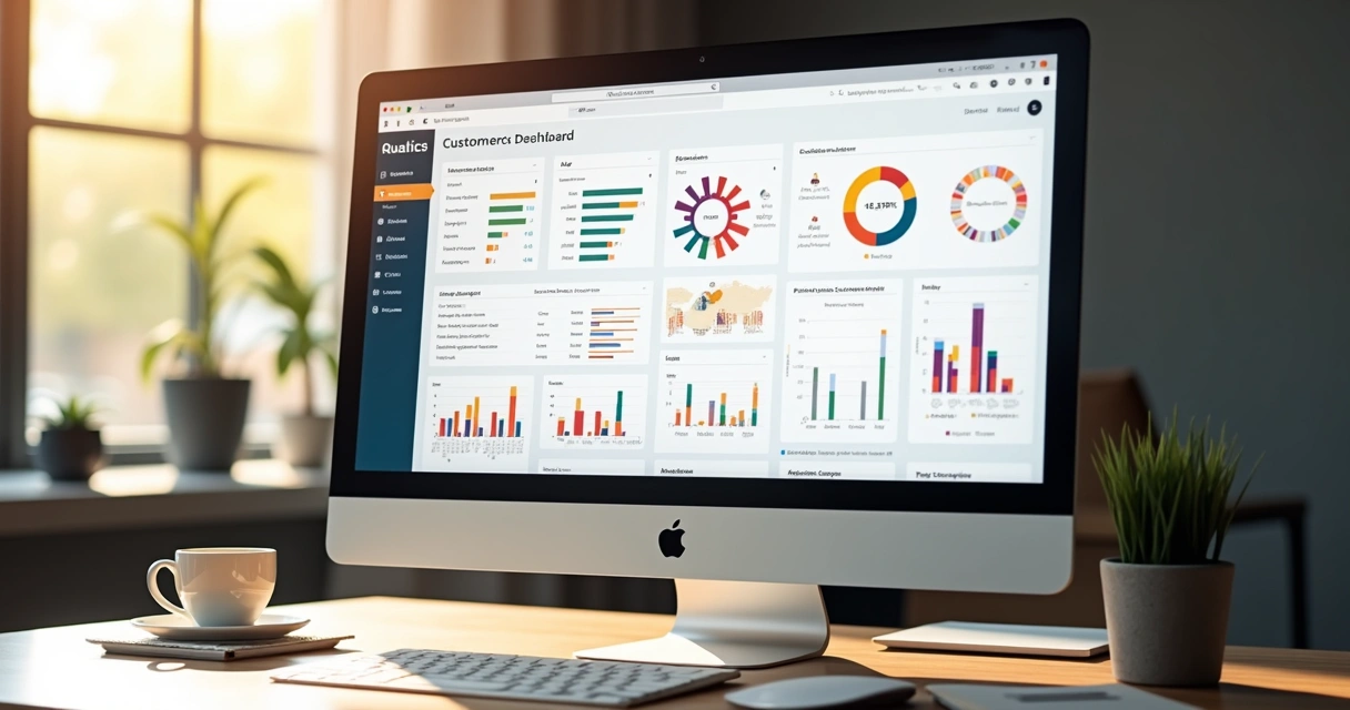 Dashboard exibindo feedback dos clientes em tela de computador 