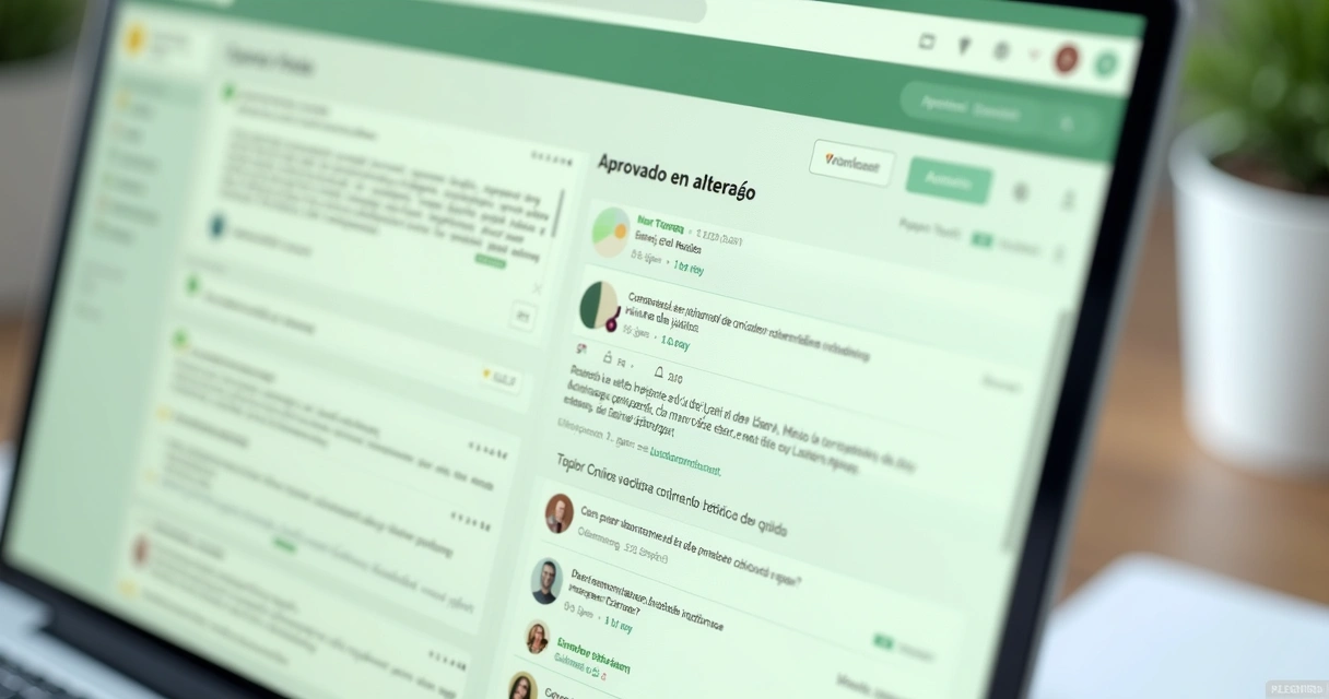 Tela com comentários e status em posts de redes sociais