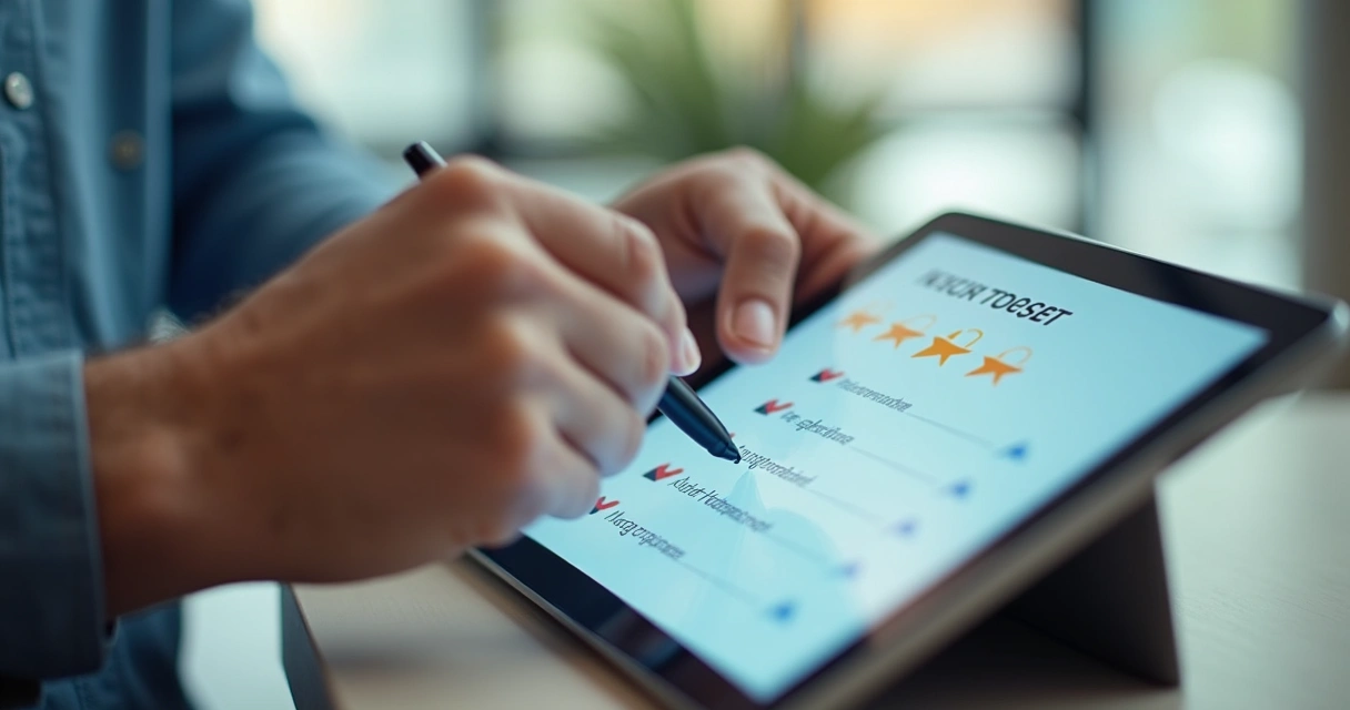 Cliente dando feedback digital após atendimento automatizado