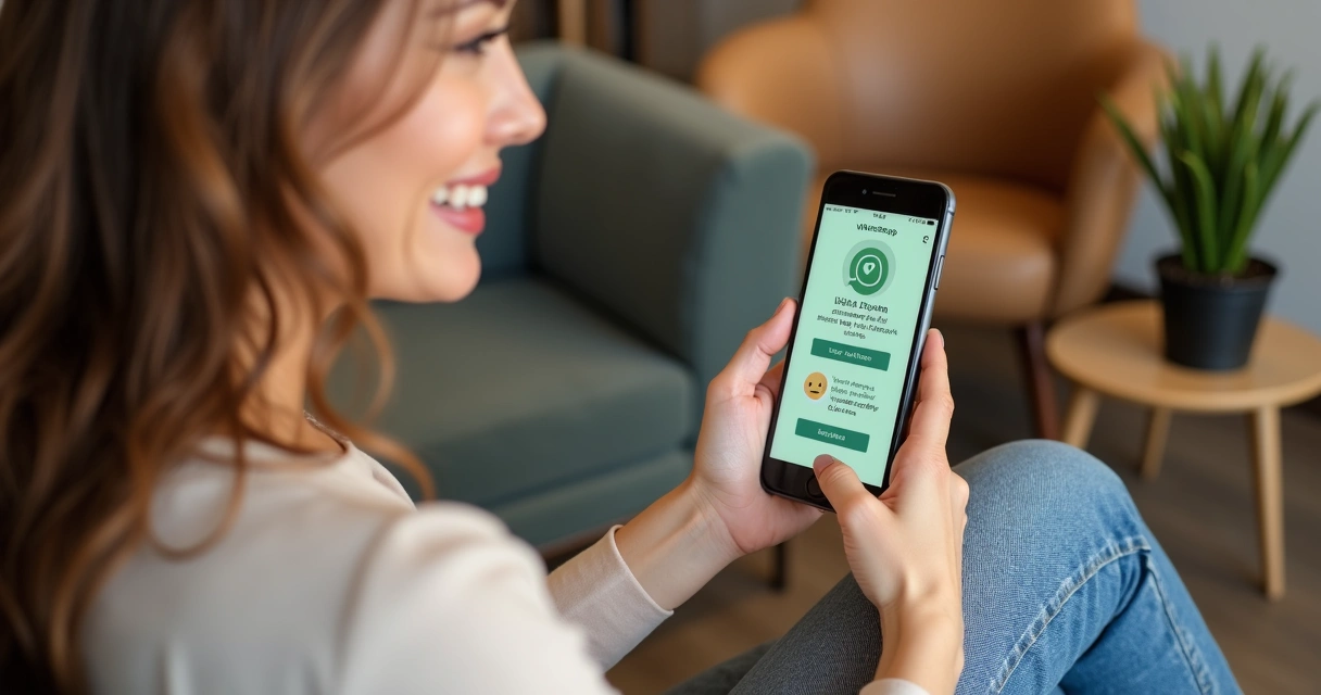 Cliente de estética usando botão de feedback no WhatsApp após atendimento. 