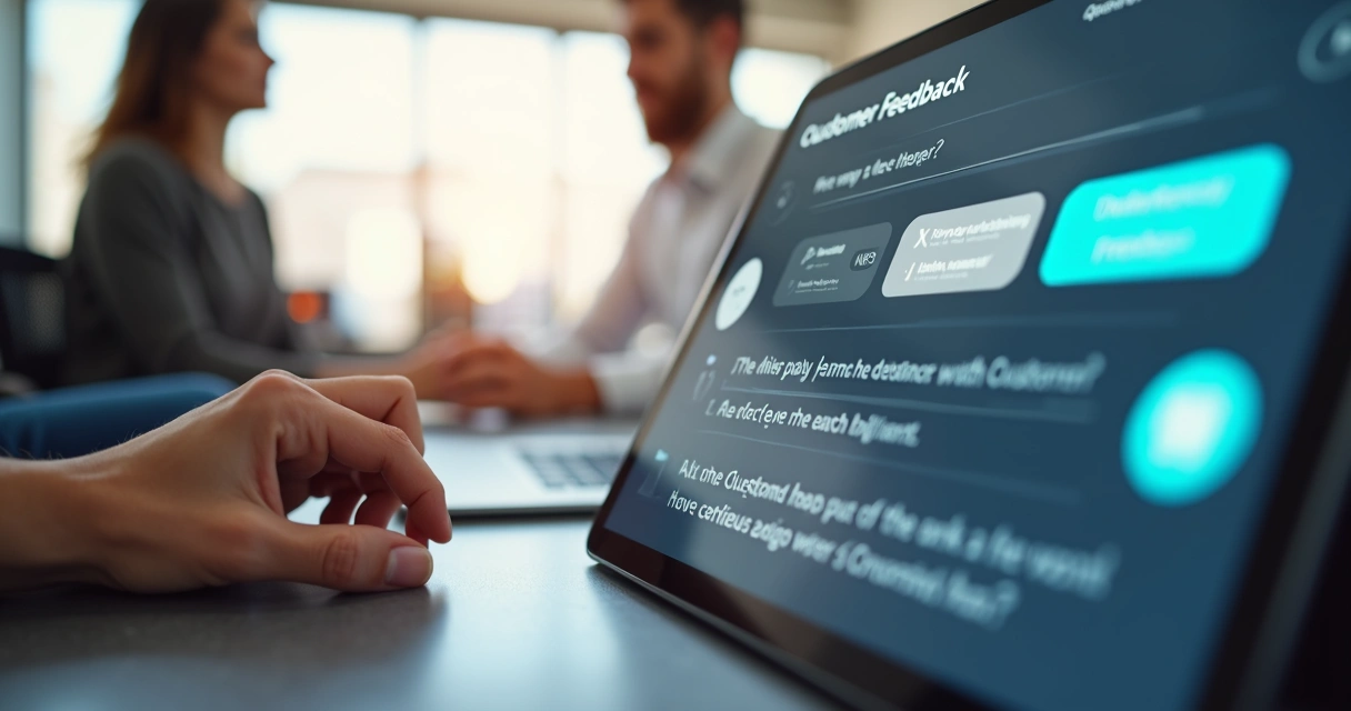 Pessoa digitando feedback em tablet 