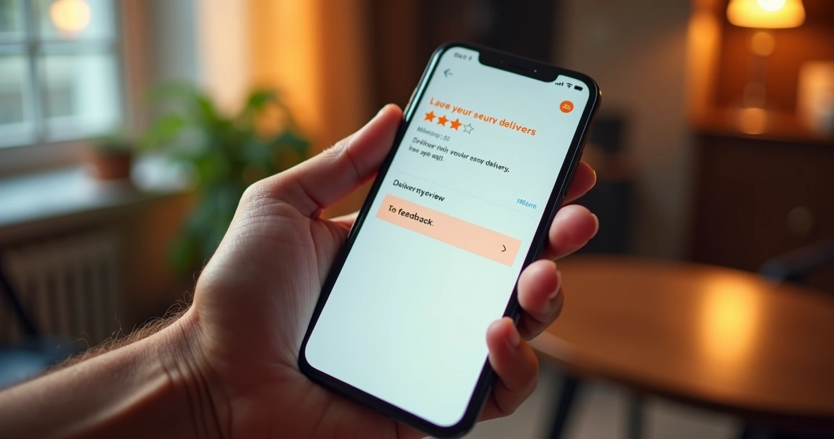 Cliente deixando avaliação online em celular 