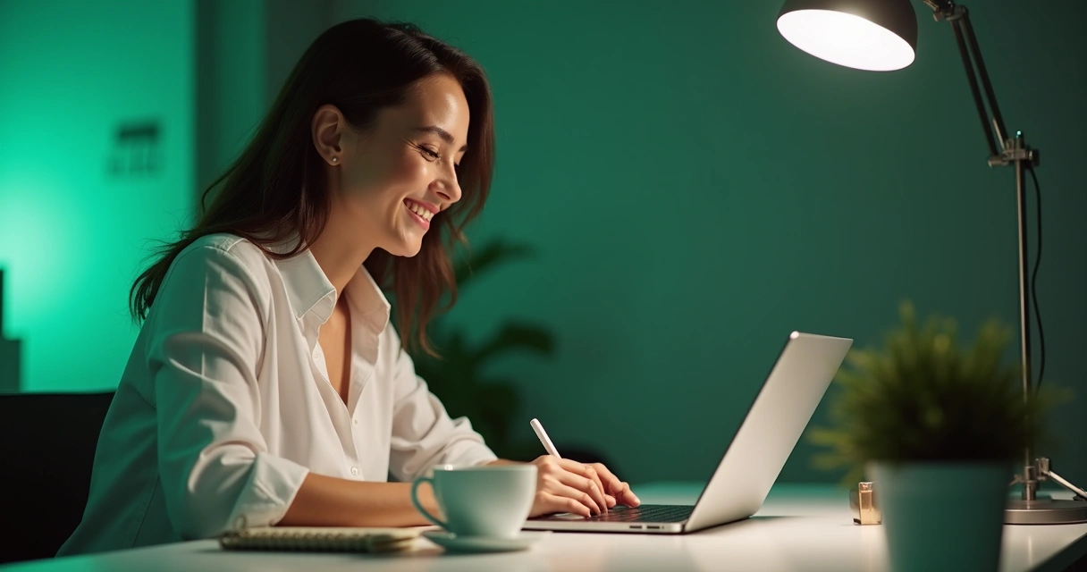Cliente preenchendo avaliação pós-proposta em notebook 