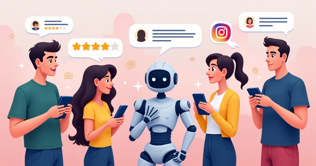 Clientes avaliando chatbots do Instagram com estrelas 